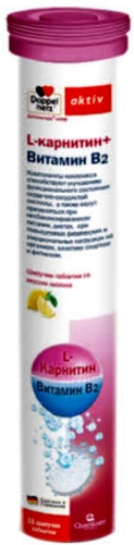БАД Doppelherz Актив Витамин L-карнитин + Витамин В2 со вкусом лимона 15 таблеток